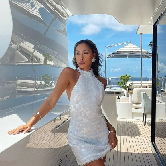 12th Tribe Vera White Payette Mini Dress Size MM - Picture 3 of 3